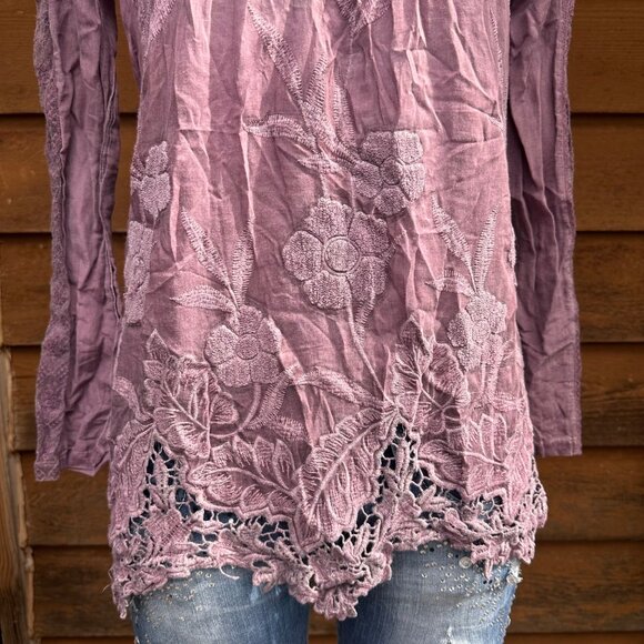 Tregene Silk Lace Embroidered Floral Blouse Shirt Size S - Picture 5 of 9